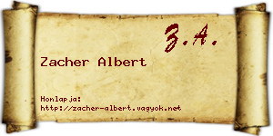 Zacher Albert névjegykártya